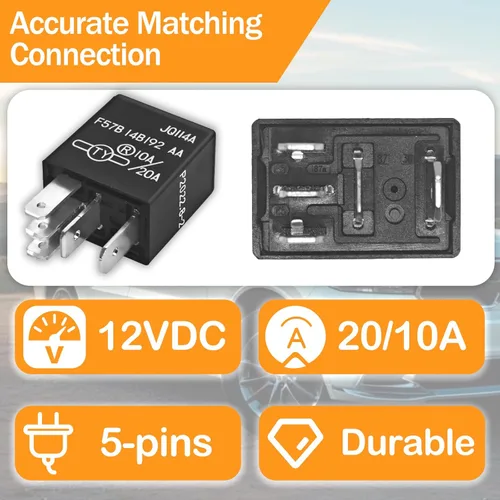Miniatura 3 de Relé F57B14B192AA (juego de 2) 10A/20A 12VCC 5 pines, repuesto para F57B 14B192 AA, RY612, 965453041, F5TZ-14N089-B, F5TZ14N089BA - Compatible