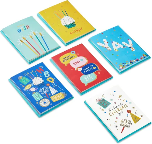 Miniatura 3 de Hallmark - Juego de tarjetas de cumpleaños, 36 tarjetas con sobres (deseos de cumpleaños brillantes)
