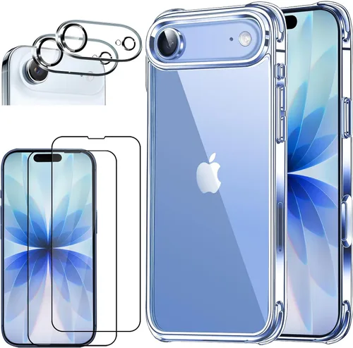 Miniatura 13 de Funda transparente 5 en 1 para iPhone 12 Pro de 6.1 pulgadas, con 2 protectores de pantalla HD + 2 protectores de lente de cámara, película