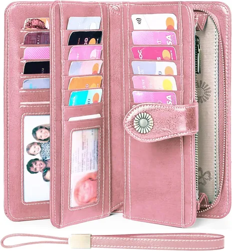Miniatura 2 de FALAN MULE Cartera de cuero genuino RFID bloqueo gran capacidad Trifold señoras cartera.