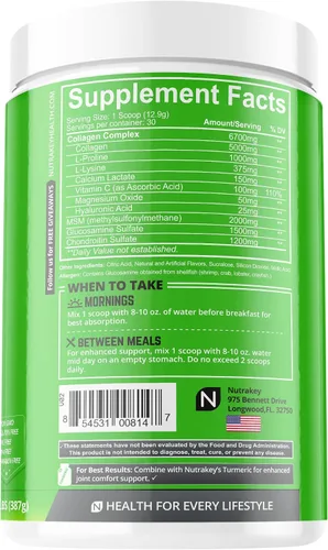 Miniatura 2 de NutraKey Innoflex Glucosamina con Condroitina, Msm, Ácido Hialurónico y Colágeno