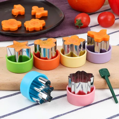 Miniatura 4 de FIRETREESILVERFLOWER Juego de cortadores de verduras de 1.5 pulgadas, 12 piezas de mini cortadores de galletas, molde de pastelería para galletas