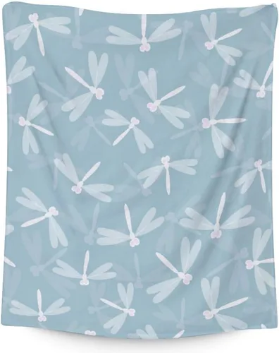 Manta de libélula, suave, mullida y cálida, manta pequeña de 30 x 40 pulgadas para sofá, oficina, manta estética azul, regalos para mujeres