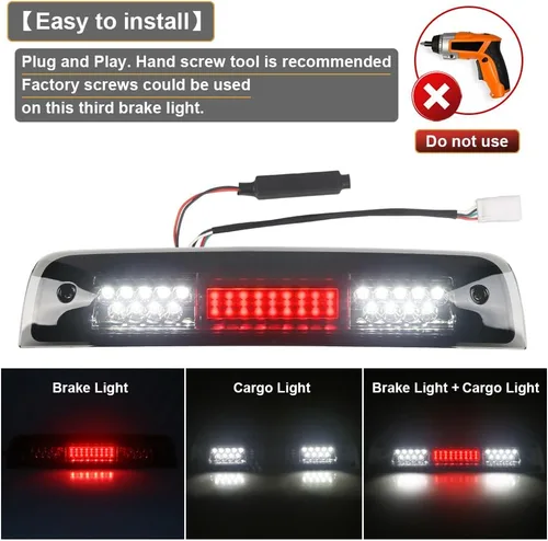 Miniatura 2 de Tercera luz de freno LED con lente ahumada y junta de sellado para Dodge Ram 1500 2500 3500 2009-2018, conjunto de lámpara de parada de montaje alto