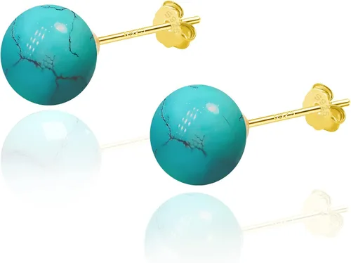 Miniatura 21 de SmileBelle Aretes tipo dormilona para mujer, de plata de ley de 18 quilates, con turquesa, como regalo de cumpleaños, aretes de cristal de perlas