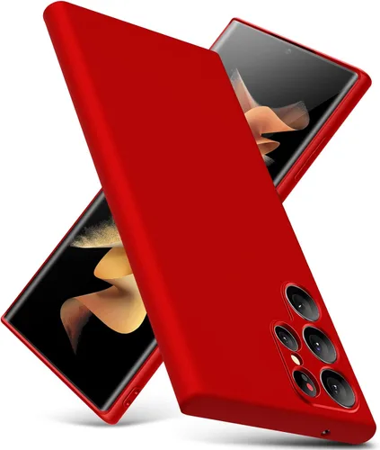 Funda para Samsung Galaxy S22 Ultra, funda delgada de silicona líquida, a prueba de golpes, funda delgada para Samsung Galaxy S22 Ultra, funda Rojo