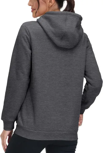 Miniatura 90 de MAGCOMSEN Sudaderas con capucha para mujer, con forro de sherpa, de vellón, para invierno, cálido, pesado, de algodón, con bolsillo