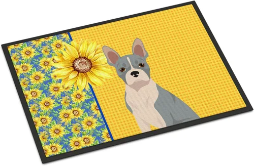 Miniatura 157 de Caroline's Treasures WDK5313MAT Airedale Terrier - Tapete para puerta delantera de 18 x 27 pulgadas, diseño de girasoles de verano, para entrada
