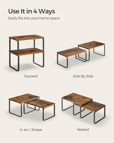 Miniatura 7 de SONGMICS Estante organizador de gabinete, juego de 4 estantes de encimera de cocina, almacenamiento de cocina, estante de especias, apilable, Tinta