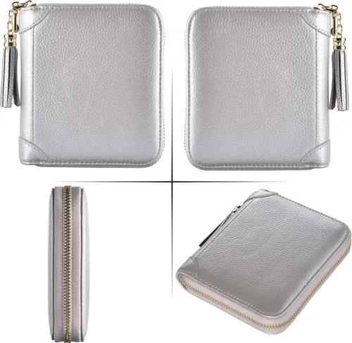 Miniatura 6 de Easyoulife - Billetera de piel con cierre y tarjetero para mujer, con bloqueo de interferencia de radiofrecuencia (RFID), cartera Rfid, M