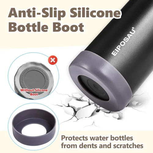 Miniatura 6 de Botella de agua aislada con tapa, bota y calcomanías, botella de acero inoxidable de 24 onzas, sin sudor, mantiene el frío las 24 horas, botella