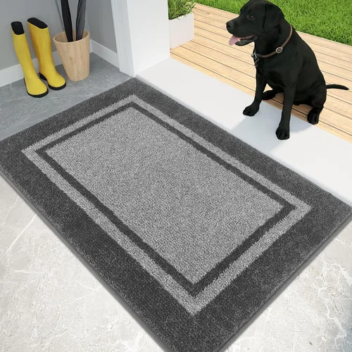 Miniatura 16 de PURRUGS Tapete para puerta con atrapamiento de suciedad, 20 x 32 pulgadas, antideslizante, lavable a máquina, tapete de entrada, tapete para puerta