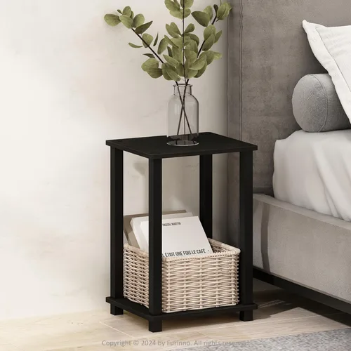 Miniatura 12 de Furinno Just Turn-N-Tube - Mesita de noche de almacenamiento abierto, 1 paquete, 3 niveles, blanco/blanco