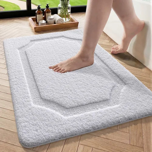 Miniatura 17 de Color&Geometry Alfombras de baño antideslizantes lavables, 17"x30" de tamaño estándar color beige suave, alfombra de baño súper absorbente