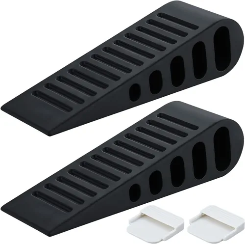 JQK DSB61-BK-P6 - Juego de 6 topes de goma para puerta de alta resistencia en azulejos, hormigón, alfombra, suelo de madera, color negro
