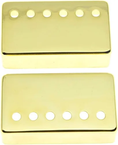 Miniatura 6 de Dopro Juego de 2 cubiertas de metal Humbucker para pastilla de guitarra Humbucker de latón 1.937 in/2.047 in espaciamiento de poste cromado