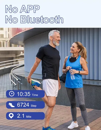 Miniatura 5 de GRV - Reloj de seguimiento de acondicionamiento físico sin Bluetooth, sin aplicación, sin teléfono requerido; impermeable, reloj con podómetro, Azul