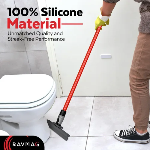 Miniatura 4 de Escobilla de Piso de Silicona con Mango Largo de 55 Pulgadas, Hoja de Silicona Fundida Única de 12 Pulgadas, Junta Giratoria de 360° - Escobilla