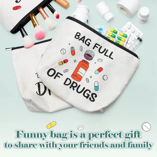 Miniatura 3 de Hillban 4 unidades de regalo de graduación para enfermera, bolsas divertidas para medicina, regalos de semana de CNA, bolsas de maquillaje