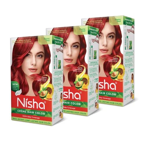 Miniatura 10 de Nisha - Tinte cremoso para el cabello (150 ml/cada) rojo llama, paquete de 1