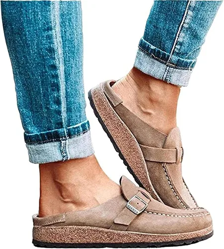 Miniatura 6 de DOIX Mocasines planos para mujer, informales, cómodos, de gamuza, sin cordones, con puntera cerrada, para caminar, para verano, hogar, oficina