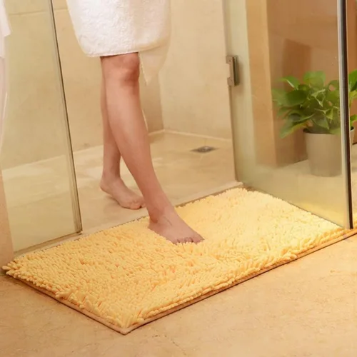 Alfombra de baño de felpilla de felpa color beige, antideslizante, gruesa, lavable, de secado rápido, tapete de ducha lanudo y suave, rectangular,