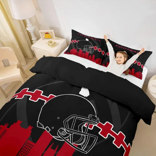 Miniatura 5 de Erosebridal Funda de edredón de fútbol tamaño individual, juego de ropa de cama de fútbol para niños, niños y niñas, funda de edredón con 1 funda