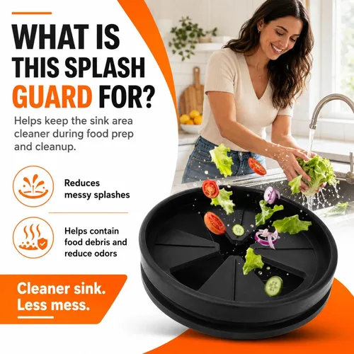 Miniatura 2 de Protector contra salpicaduras para triturador de basura, 3 3/8 pulgadas mejorado para InSinkErator Evolution Series QCB-AM, inserto de drenaje Negro