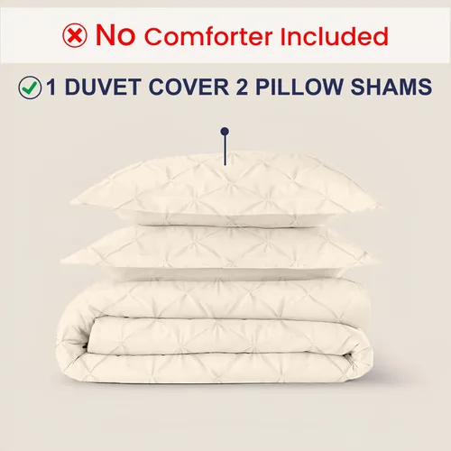 Miniatura 55 de Kotton Culture 1 Pc Twin/Twin XL Size Pinch Pleated - Pintuck Duvet Cover Only - 100% Egyptian Cotton Sateen -1000 TC Luxury Comforter Cover-Zipper