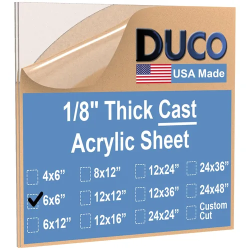 Miniatura 34 de Duco - Hoja de acrílico fundido transparente hecha en Estados Unidos, 1/8 de pulgada de grosor, 12 x 12 pulgadas, 1 paquete de láminas de plexiglás