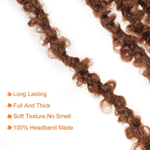 Miniatura 41 de ZRQ Butterfly Locs Cabello de Ganchillo Corto 6 Paquetes Negro Cabello Bob de Ganchillo 8 Pulgadas Locs Sintéticos Desordenados Desgastados Trenzas