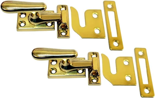 Miniatura 8 de QCAA Cerradura de ventana abatible de latón macizo, pequeño, negro mate, paquete de 2 Mate negro