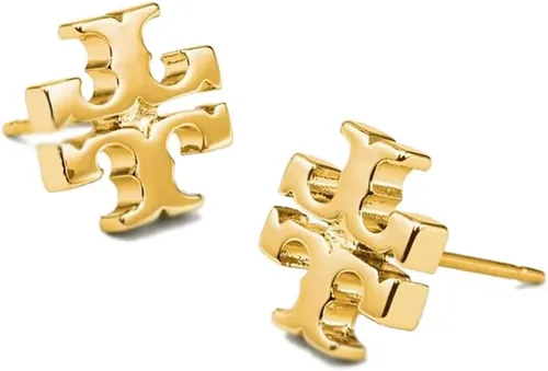 Miniatura 2 de Tory Burch Pendientes de botón con logotipo grande para mujer