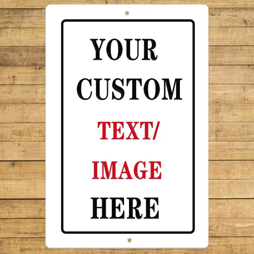 Letreros de metal personalizados, letreros de estaño personalizados con logotipo de texto, imagen, impermeable, letreros de aluminio personalizados