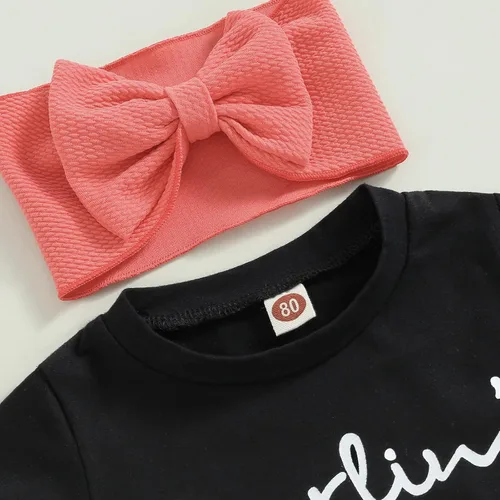 Miniatura 52 de fhutpw Conjunto de camiseta de manga corta con estampado de vaca y pantalones acampanados de dibujos animados para niñas