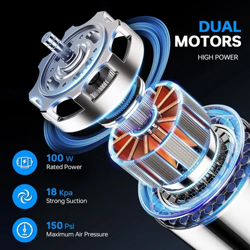 Miniatura 8 de THINKWORK Aspiradora de Coche de 20V y Inflador de Aire, Aspiradora de Mano Inalámbrica de Alta Potencia de Doble Función con 18000pa de Potencia