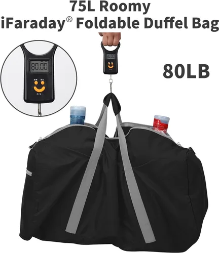 Miniatura 5 de Bolsa de viaje plegable y ligera bolsa de lona, Negro -, Bolsa de viaje plegable