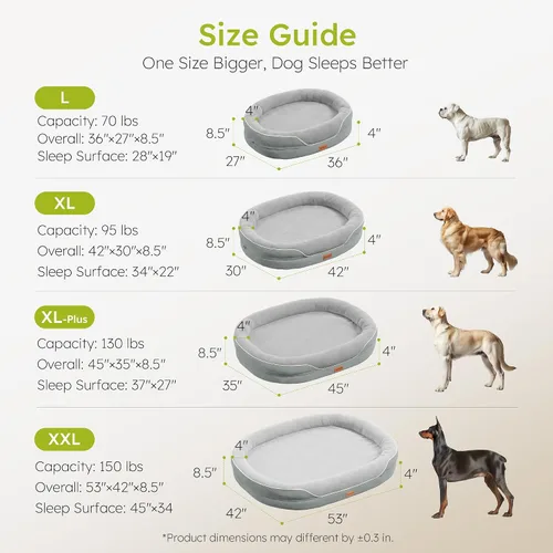 Miniatura 7 de CWAWZ Cama ortopédica XL para perro, cama extragrande para perros, sofá para perros de gran tamaño con refuerzos envolventes completos, cama Gris