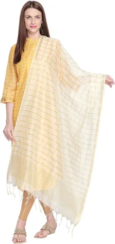 Miniatura 5 de DUPATTA BAZAAR Dupatta de seda mezclada a cuadros para mujer.