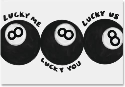 Miniatura 10 de Lucky Me Lucky You - Póster de 8 bolas en blanco y negro para decoración de habitación de niños, diseño retro inspirado en billar, decoración