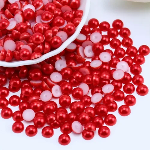 Miniatura 30 de 1500 PIEZAS 4mm Perlas Blancas de Media Parte Plana para Manualidades Joyería Álbum de Recortes Decoración de Uñas, Perlas de Parte Plana para Blanco