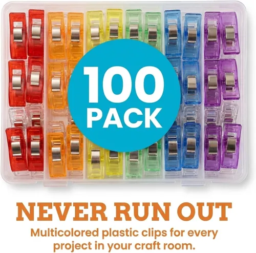 Miniatura 7 de Performore Magik Clips, paquete de 100 clips de costura multicolor para acolchar y manualidades, ideales para costura precisa, sujeción de tela