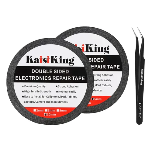 Miniatura 9 de Kaisiking Cinta adhesiva de 1 mm x 50 m para reparación de pantallas LCD de teléfonos, cinta adhesiva con 1 pinza para teléfonos móviles, iPad