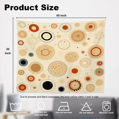Miniatura 5 de Shrahala Circles Tapestry, Abstract Art With Various Circles Wall Hanging Hd Print Polyester Backdrop For Dorm Room Bedroom 30 X 40 In