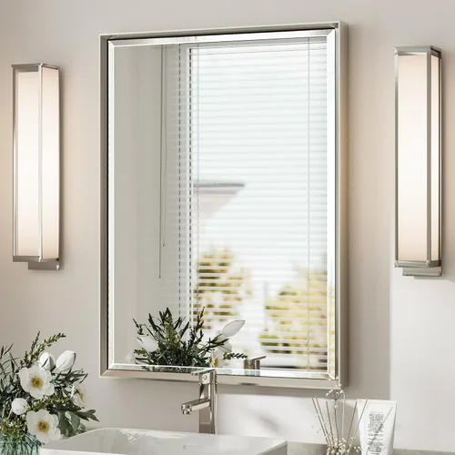 Miniatura 56 de Espejo de baño negro, espejo de baño biselado de 16 x 24 pulgadas para pared, espejo con marco negro antioxidante para decoración de baño, sala