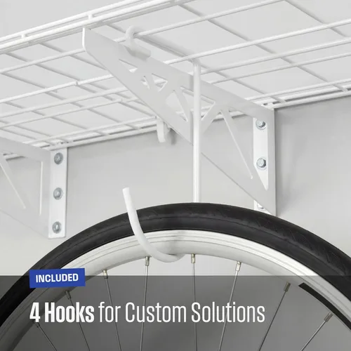 Miniatura 5 de Estante de pared SafeRacks, para garaje, 2 unidades, 45.72 x 121.92 cm, con ganchos para bicicleta Blanco