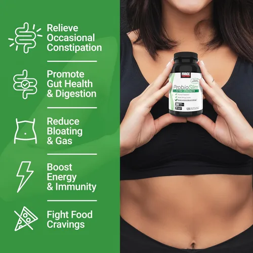 Miniatura 2 de Force Factor ProbioSlim Probióticos extra fuertes para mujeres y hombres con 30 mil millones de UFC de probióticos para la salud digestiva, alivio