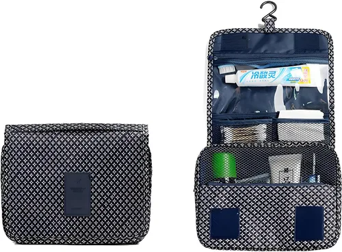 Miniatura 12 de L&FY Neceser portátil multifuncional para viaje, estuche de maquillaje y cosméticos, organizador de artículos de aseo, A-Negro