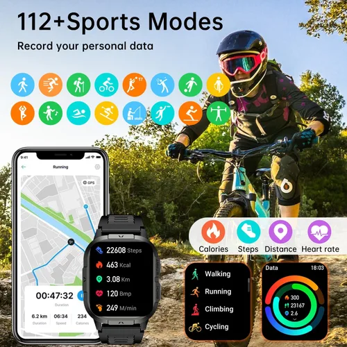 Miniatura 3 de Reloj inteligente para hombre con rastreador de fitness: relojes digitales militares impermeables para hombres, resistentes, para correr