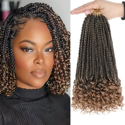 Miniatura 48 de XTREND 10 Pulgadas 6 Paquetes Trenzas de Caja de Ganchillo Cabello Pre-anudado Sin Nudos Bobo Trenzas de Caja 3X Extensiones de Cabello Trenzado 1b#